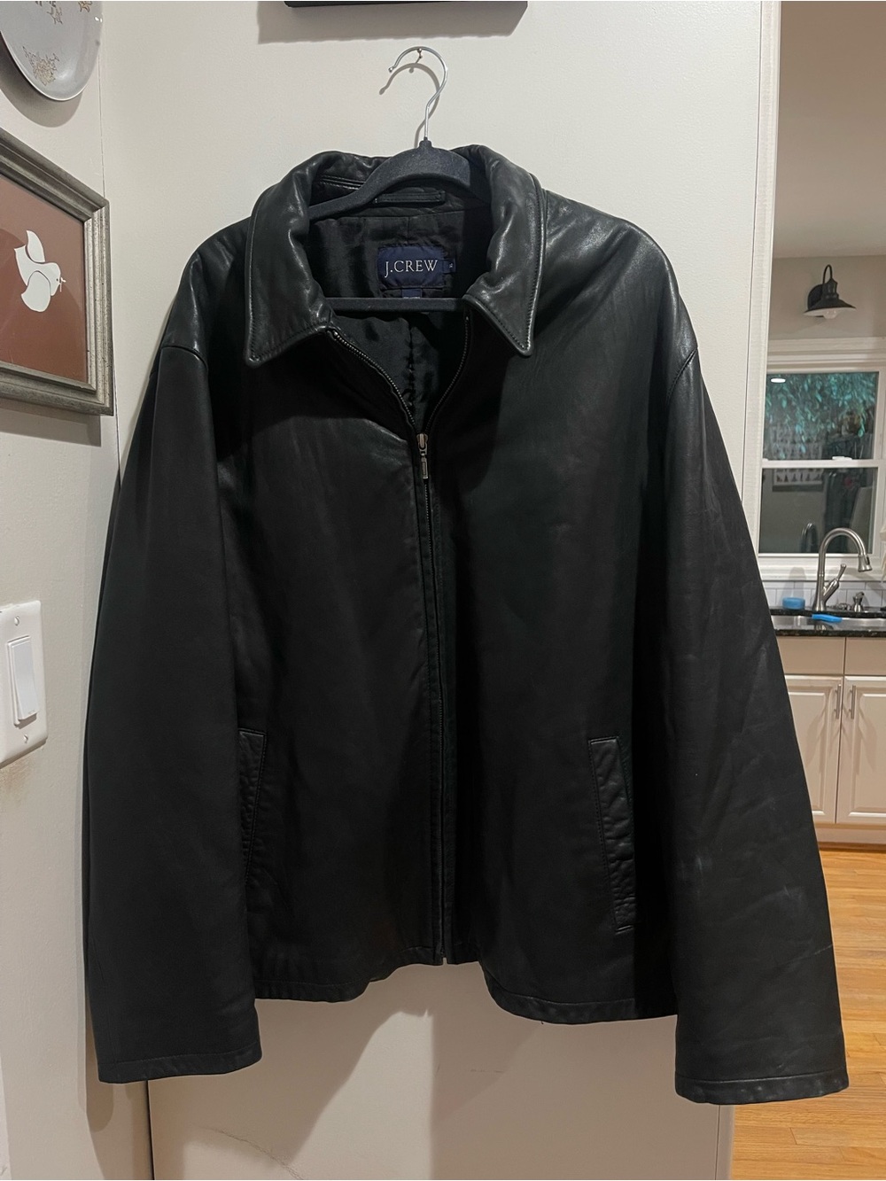 READ Vintage 90s/00s J.Crew XL Men's Leather Jacket Zipper Black Bomber